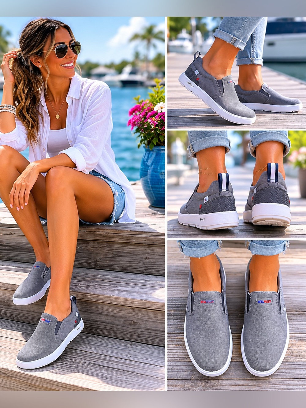 XTRATUF Sharkbyte 2 BioLite Unisex Slip-On Loafers Gray Mens 7 / Womens 8.5 NWOT